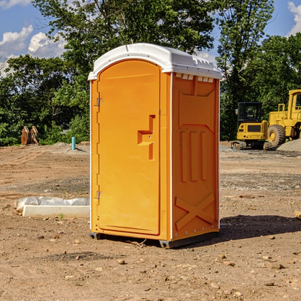 how often are the portable restrooms cleaned and serviced during a rental period in Delhi Hills